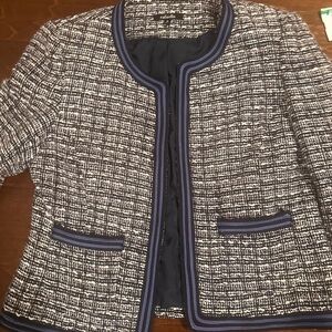 Rafaella Tweed Blazer with Navy Accents